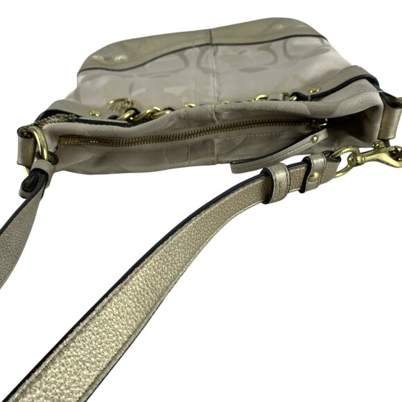 Coach Optic Metallic Signature Chain Crossbody Cream Gold Purse F19820 Hang Tag - Picture 6 of 16